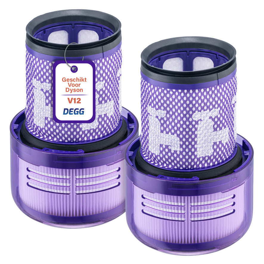 DEGG® - Hepa Filter Geschikt voor Dyson V12 Detect Slim - Wasbaar - Vervangt Dyson Filter V12 - Filter Steelstofzuiger - Onderdelen - Duurzaam - Premium Kwaliteit - 2 STUK(S) - CONTROLEER UW MODEL !