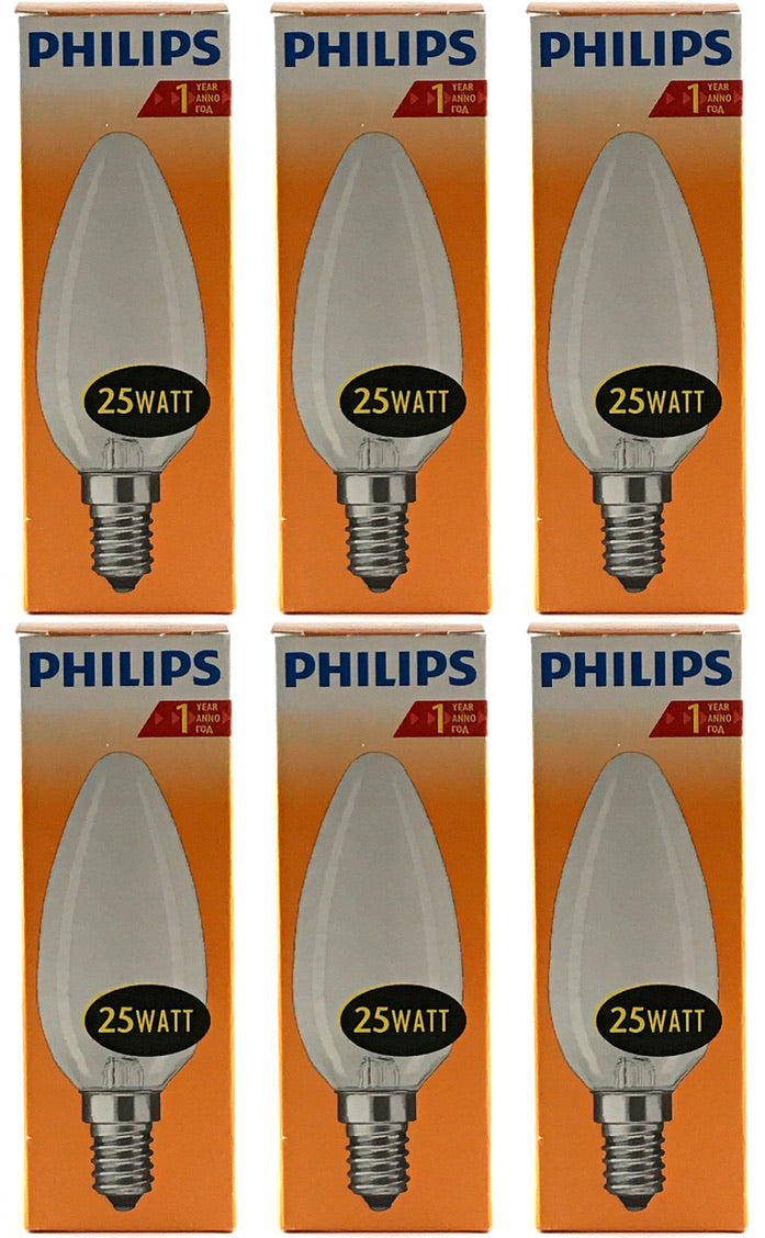 PHILIPS Gloeilamp 25W E14 Kaars Mat (6 stuks)
