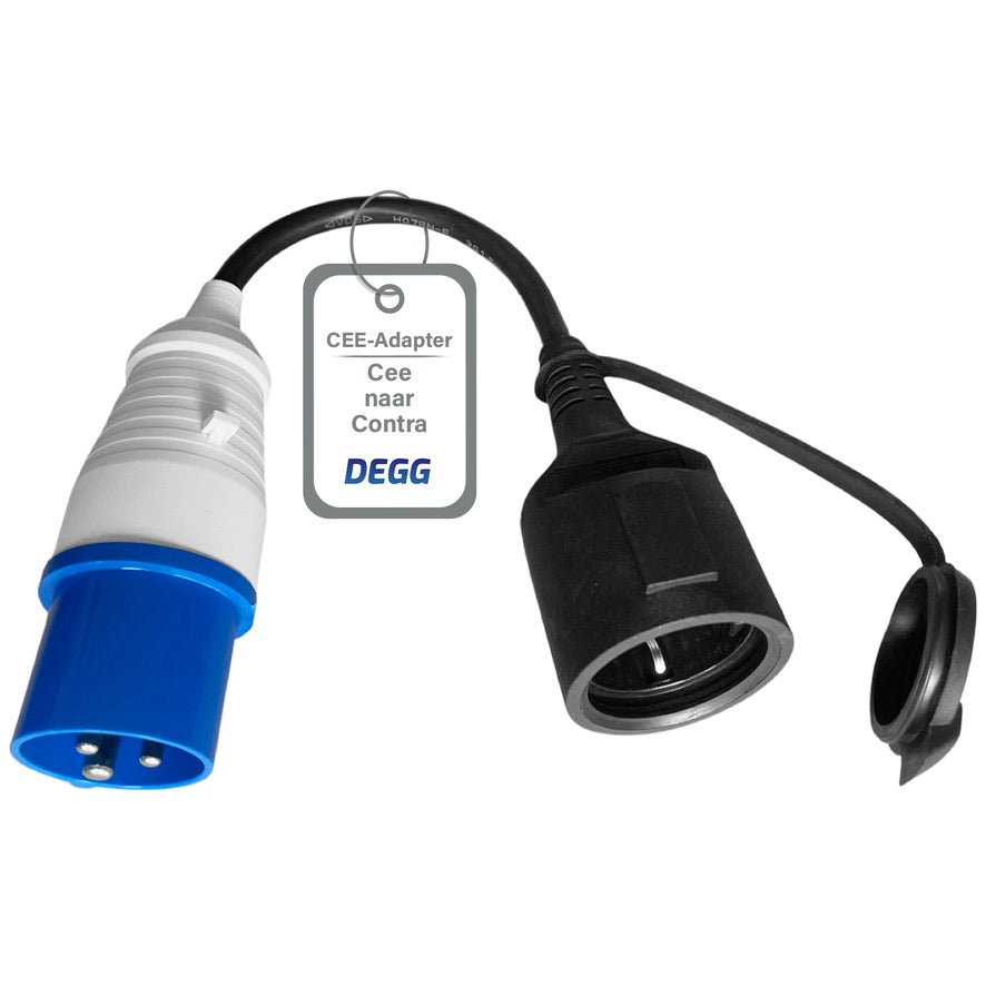 DEGG® - Camping Stekker - CEE verloopsnoer - Van Contrastekker (230V) naar CEE stekker (16A) - CEE verloopstekker - CEE 3-polig - Geschikt voor buiten