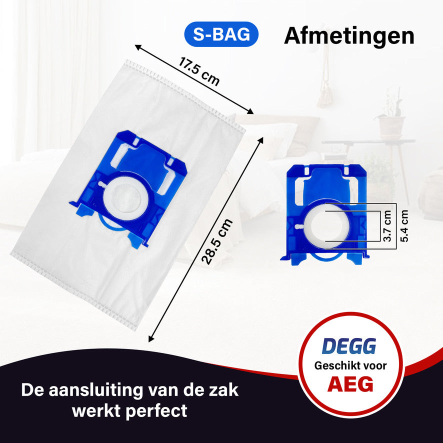 DEGG® - 30x Stofzuigerzakken geschikt voor AEG S-BAG GR201, GR201s, GR201sm, VX6 X force, VX7 - Classic long performance stofzuigerzakken geschikt voor AEG, Philips, Electrolux - 30 STUK(S)