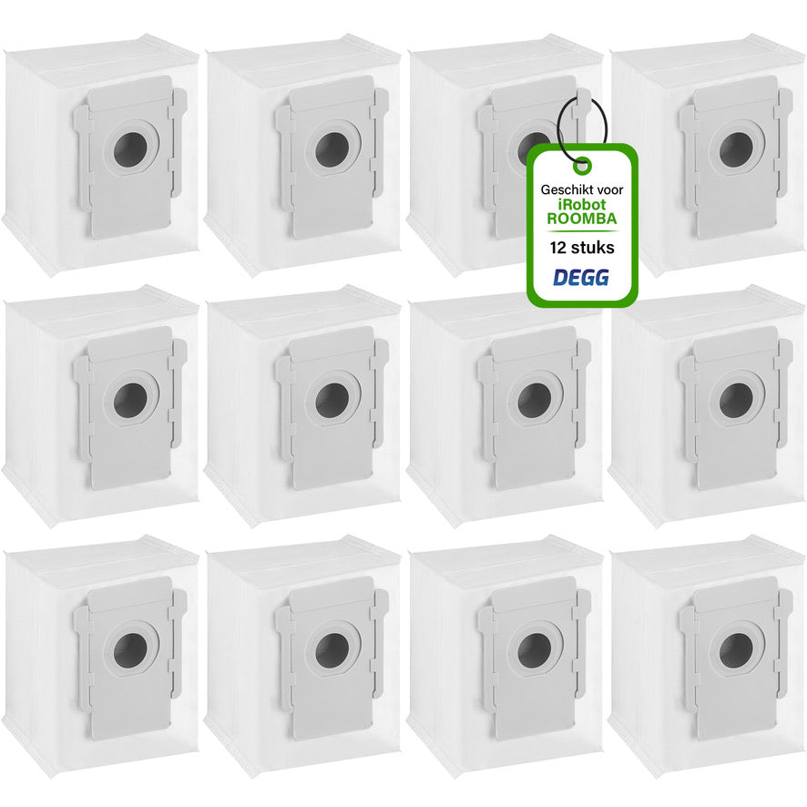 DEGG® - 12x Stofzuigerzakken geschikt voor iRobot Roomba i7 i7+ i8 i8+ s9 s9+ j7 j7+ i3 i3+ i4 i4+ i5 i5+ i6 i6+ - roomba stofzuigerzak - perfecte pasvorm en hoge kwaliteit