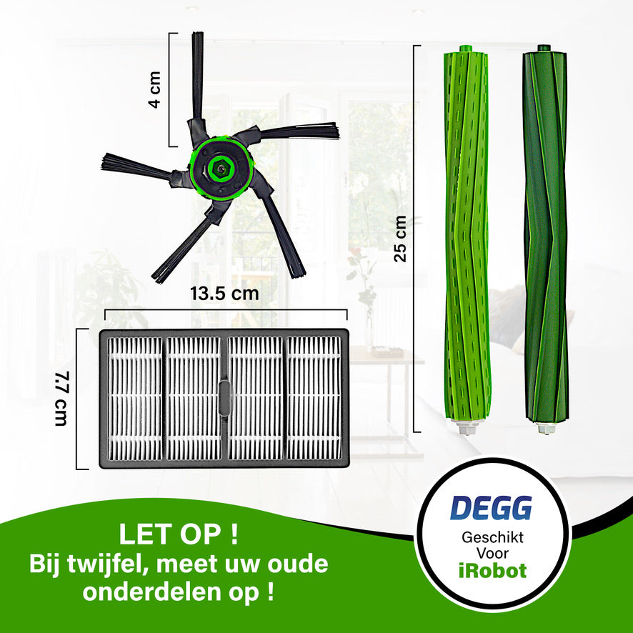 DEGG - Onderhoudspakket XXL - Geschikt voor iRobot Roomba S9 & S9+ 3x zijborstel, 3x HEPA filter, 2x Borstels (rollers), 6 Stofzuigerzakken - Premium Kwaliteit