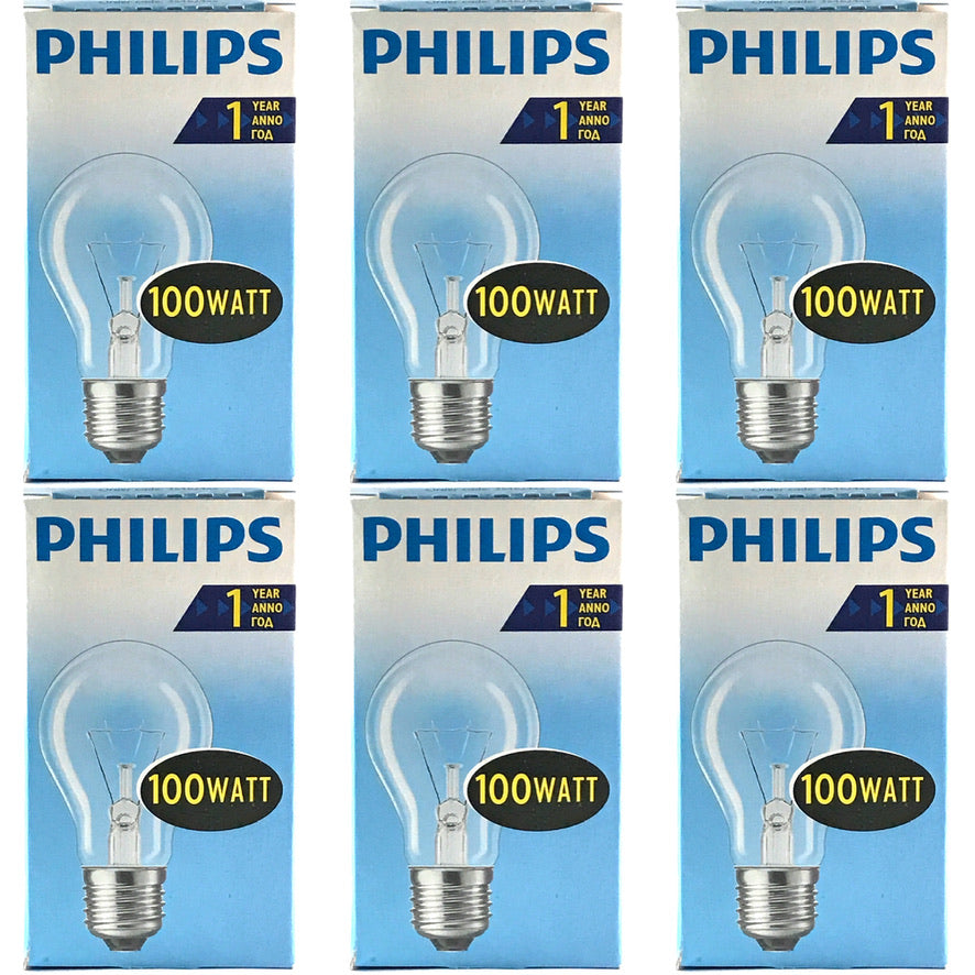 PHILIPS Gloeilamp 100Watt E27 Helder Standaardlamp (6 STUKS)