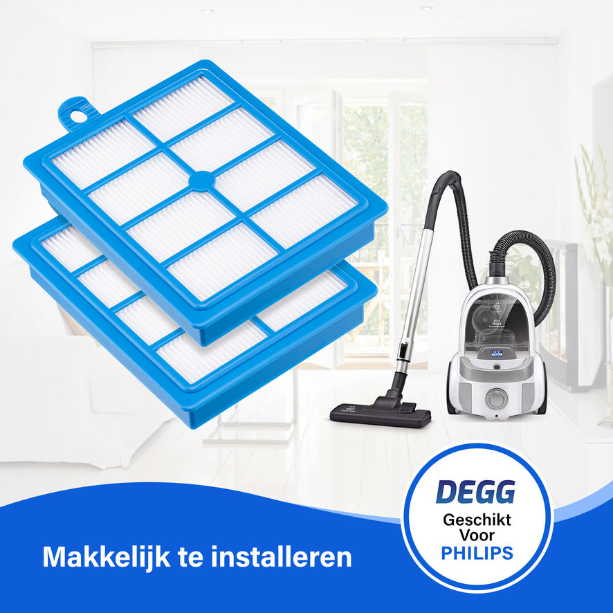 DEGG® - 3x Hepa filter geschikt voor Philips, Electrolux, AEG en Tornado - H13 voorheen H12 - Geschikt voor Performer, Power Pro, Jetmaxx series - Voor mensen met allergie - 3-PACK