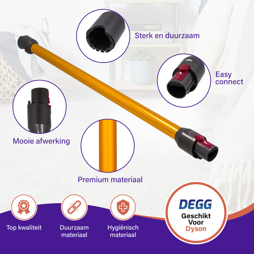 DEGG® Zuigbuis voor Dyson V12 Detect Slim – Gouden Steel / Stang – Compatibel met Dyson V12 – Topkwaliteit Vervangingsonderdeel
