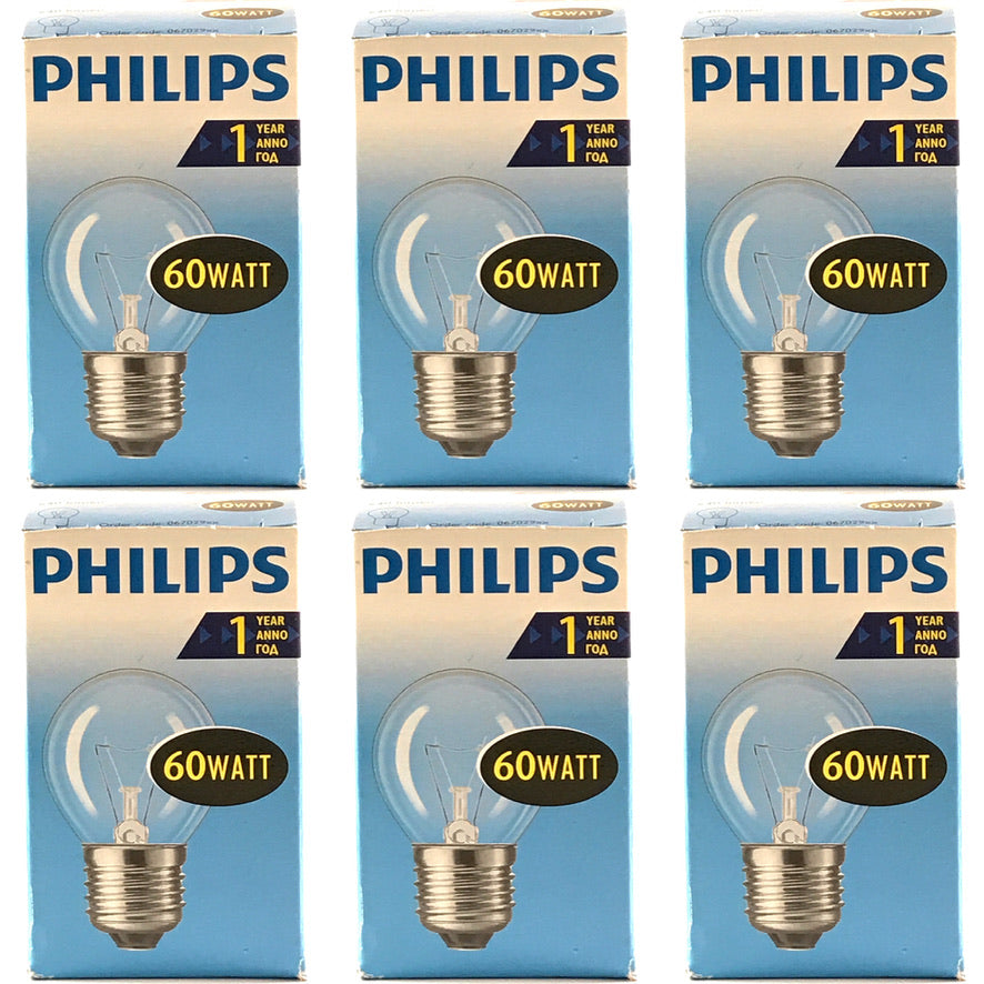 PHILIPS Gloeilamp 60Watt E27 Helder Kogellamp (6 STUKS)