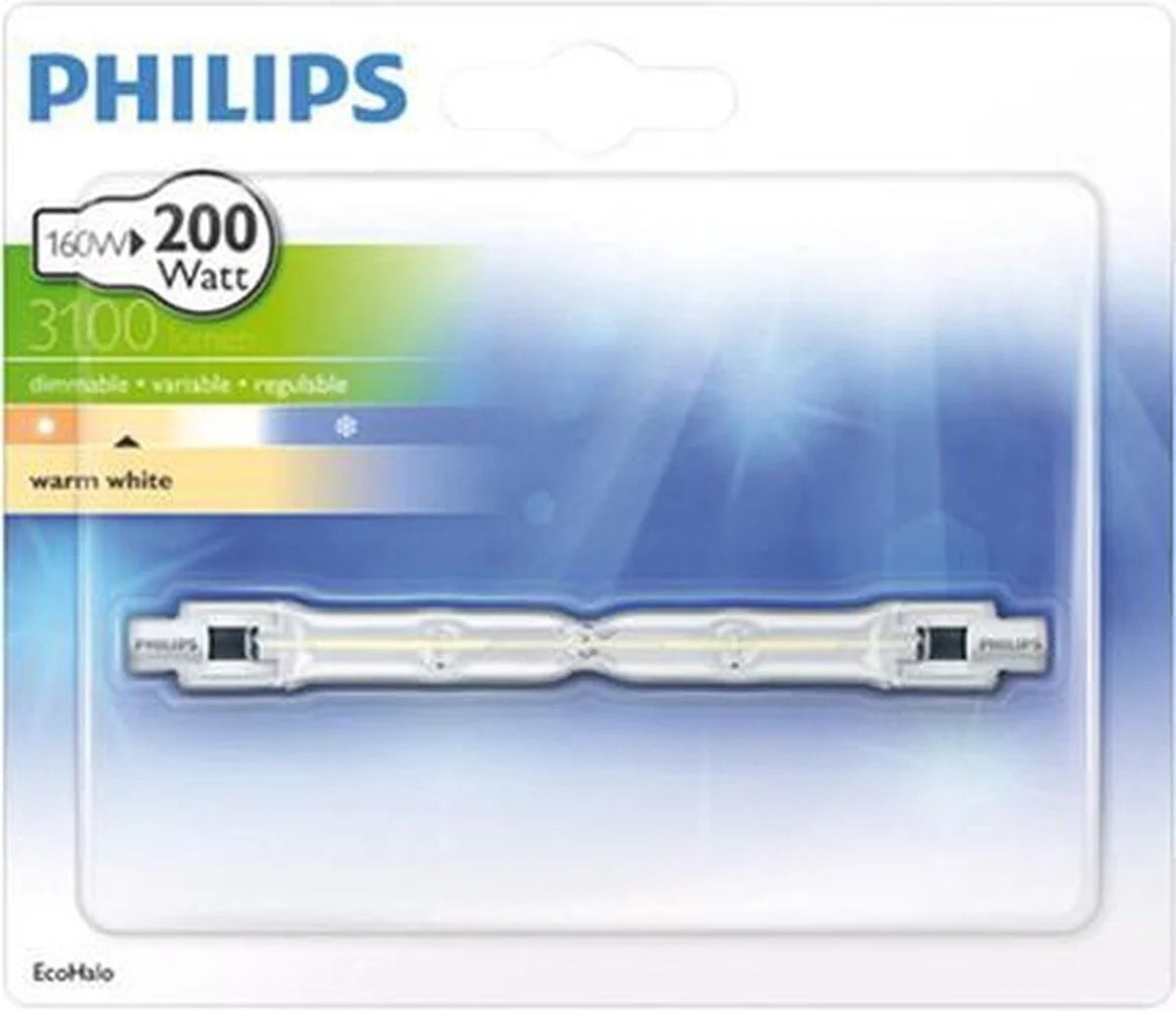PHILIPS R7s 160W > (200w) Lang Plusline ES Halogeenlamp 2-Kneeps 118mm