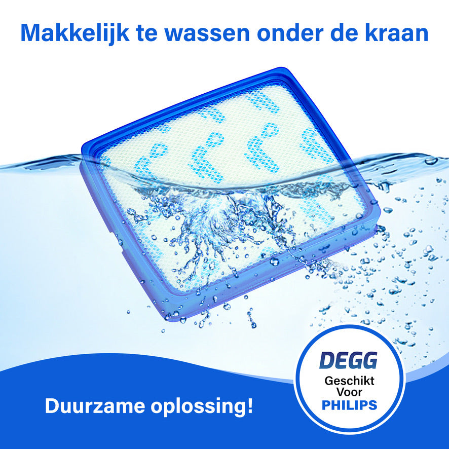 DEGG - 2x Filter geschikt voor Philips power pro expert FC6042/01 - motorfilter cp0617 - (exclusief raamwerk) - Uitwasbaar - 2 STUK(S)