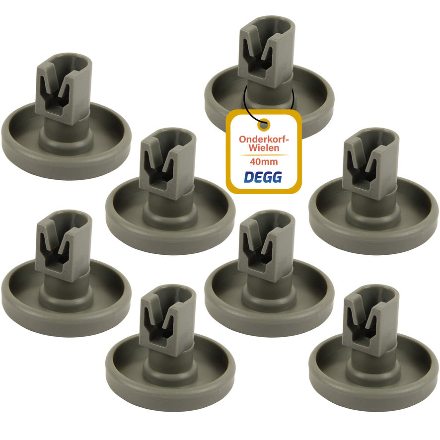 DEGG® Vaatwasser Wieltjes Onderkorf 40 mm – 8 Stuks – Geschikt voor IKEA, AEG, Electrolux, Zanussi & Etna Vaatwassers