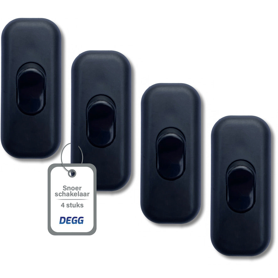 DEGG - Snoerschakelaar - Zwart - 450Watt - 250V - Energie besparing - Premium kwaliteit - lampen schakelaartjes - 4 STUK(S)