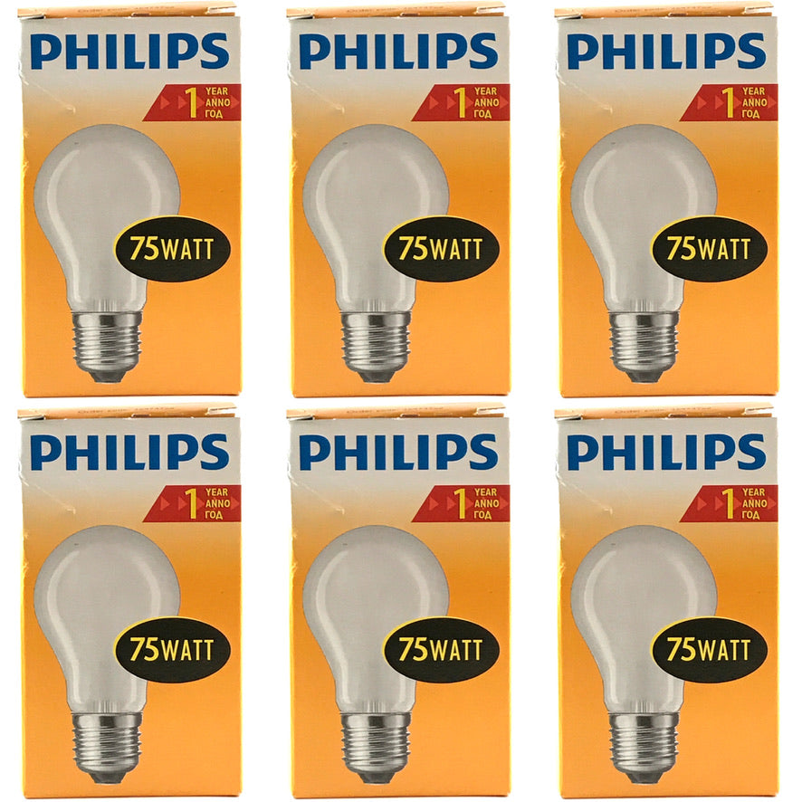 PHILIPS Gloeilamp 75W E27 Mat Standaardlamp (6 stuks)