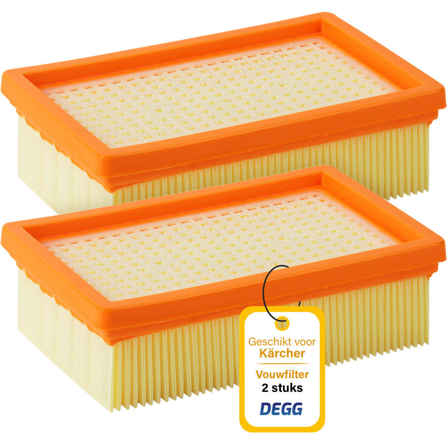DEGG® - Vouwfilter Geschikt voor Kärcher - Vlakfilter - WD4, WD5 en WD6 - MV4, MV5 en MV6 - Vervangt: Kärcher 2.863-005.0 - Platte Vouwfilters - Premium Kwaliteit - 2 STUK(S)
