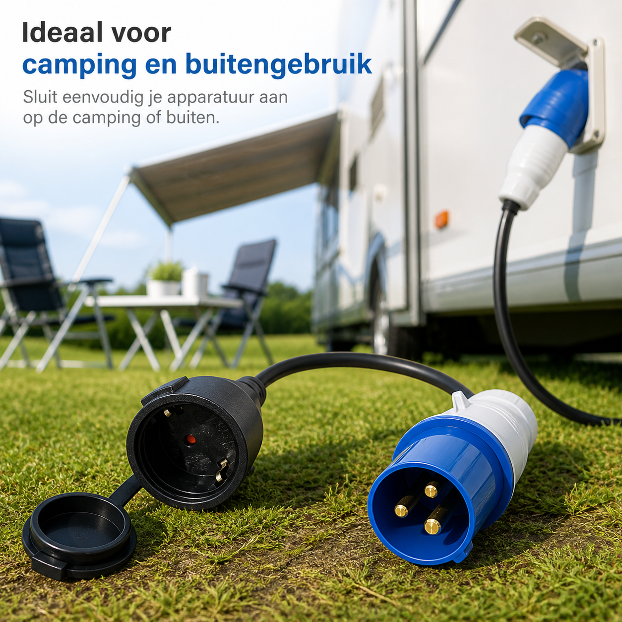 DEGG® - Camping Stekker - CEE verloopsnoer - Van Contrastekker (230V) naar CEE stekker (16A) - CEE verloopstekker - CEE 3-polig - Geschikt voor buiten
