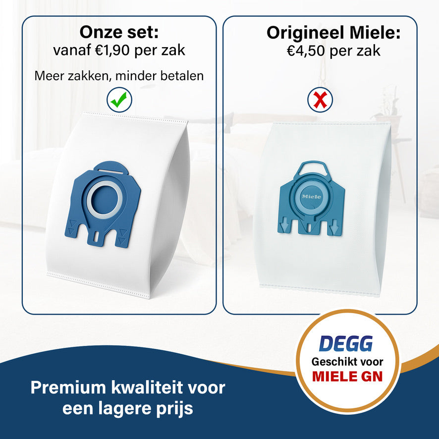DEGG® - Stofzuigerzakken Geschikt voor MIELE GN - 16 Zakken + 8 Filter (motor & uitblaas) - Geschikt voor MIELE Complete C3, C2, Classic C1, S8, S5, S2 - XXL-PACK