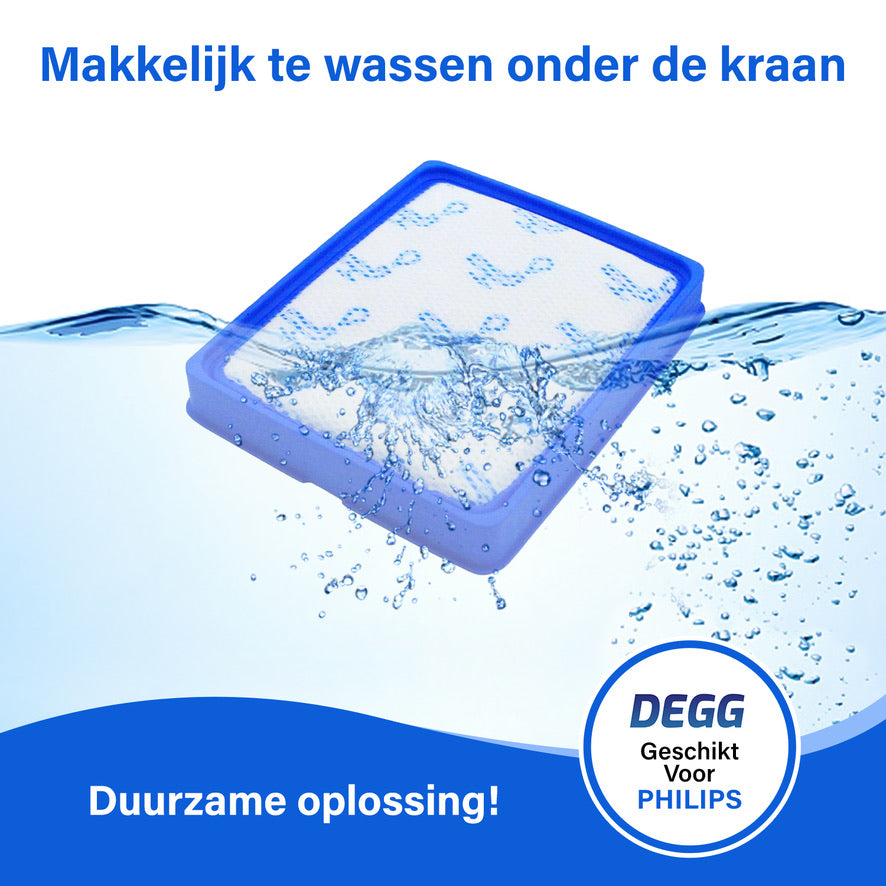 DEGG® - Filter geschikt voor Philips - FC6042 - Power pro expert series - Alternatief voor het origineel FC6042/01 en FC8003/01 - Wasbaar - Duurzaam - Premium Kwaliteit