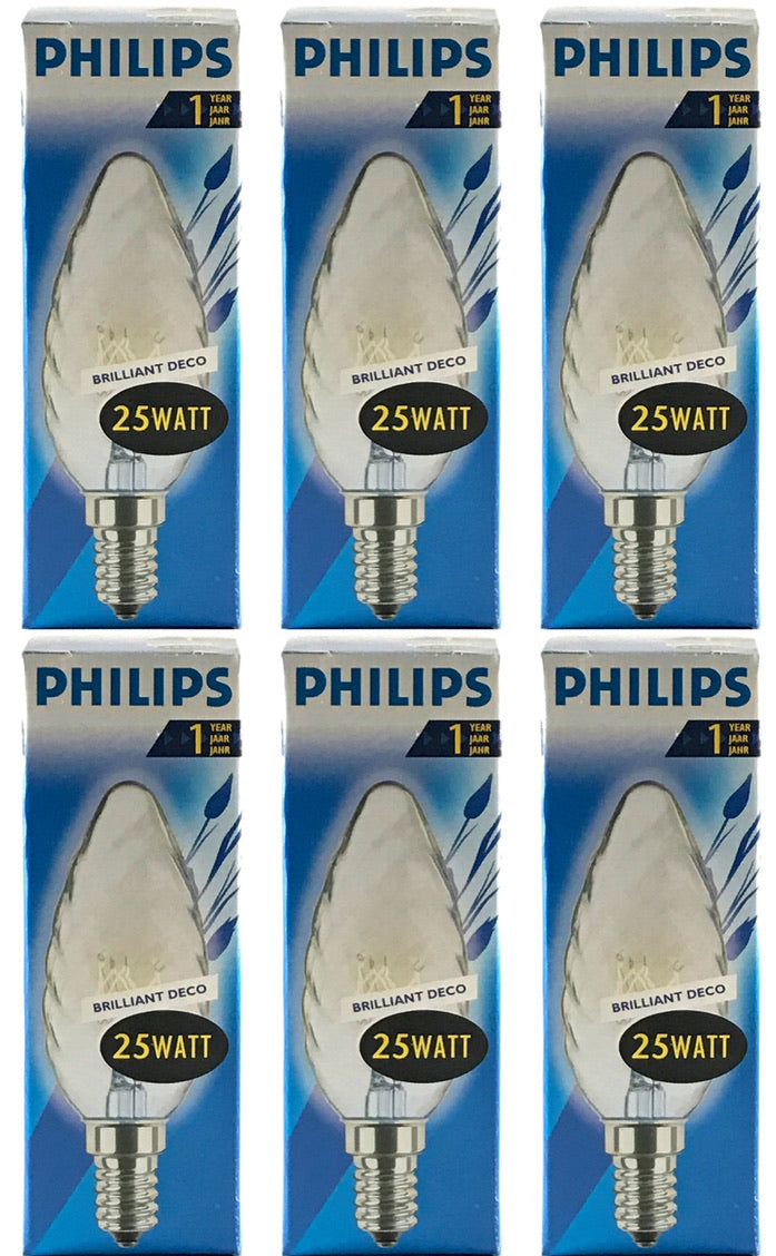 PHILIPS Gloeilamp 25W E14 Kaars Helder Gedraaid (6 stuks)