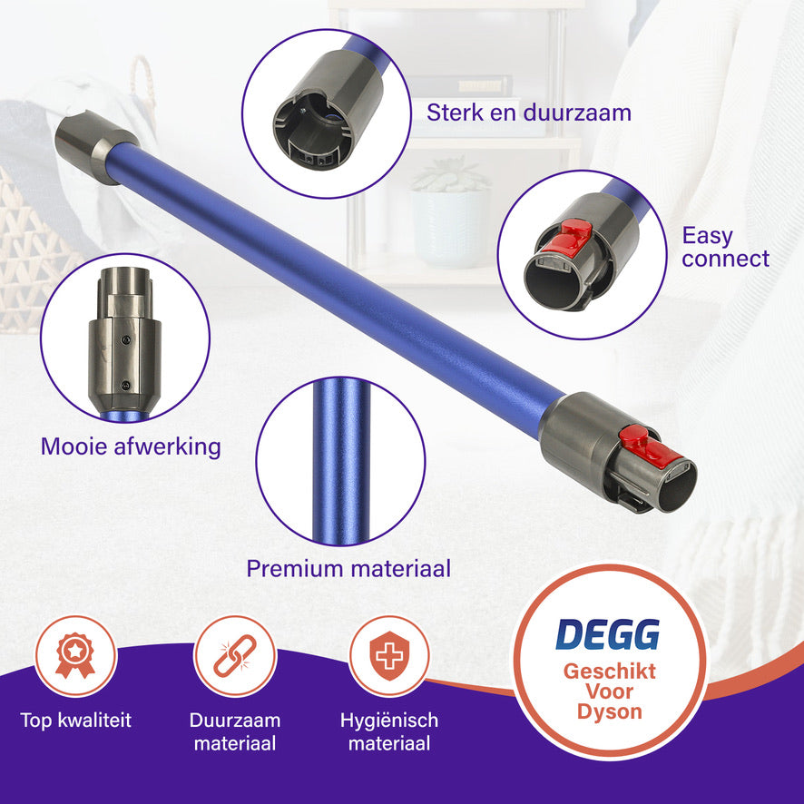 DEGG® - Telescoopbuis Geschikt voor Dyson - Steel, Stang, Zuigbuis - Blauw - Past op: V7, V8, V10, V11 en V15 - Premium Kwaliteit