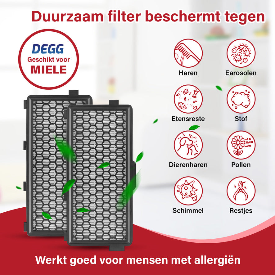 DEGG® - Hepa filter geschikt voor Miele - vervangt active clean 50 & airclean 50 - filter stofzuiger - premium kwaliteit - 3 STUK(S)