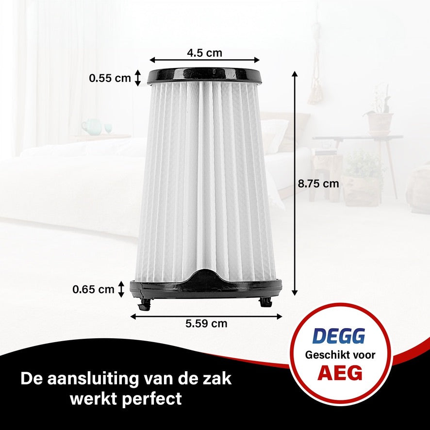 DEGG - HEPA filters geschikt voor AEG CX7, CX7-2 & QX8 - Vervangt AEF150 - Vervangingsset voor accu-stofzuigers - 4 STUK(S)