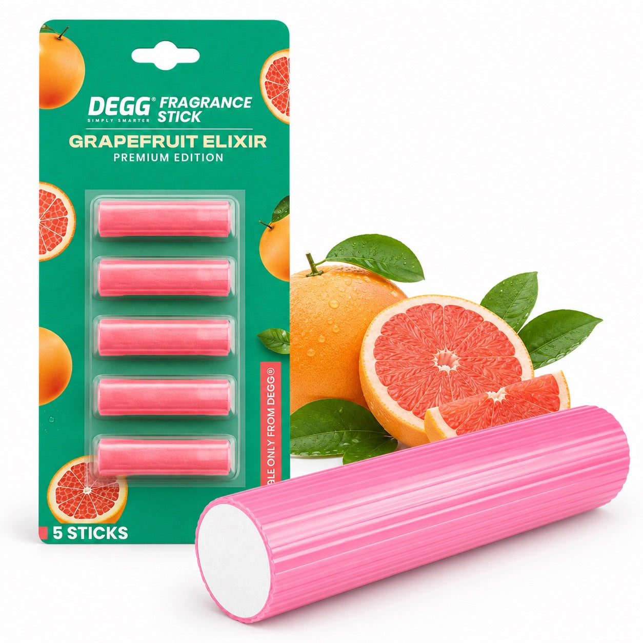 DEGG Grapefruit Elixir Geurstaafjes voor Stofzuiger | Verkwikkende Citrusgeur tijdens het Stofzuigen | 5 Stuks