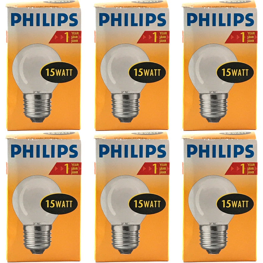 PHILIPS Gloeilamp 15W E27 Mat Kogellamp (6 stuks)