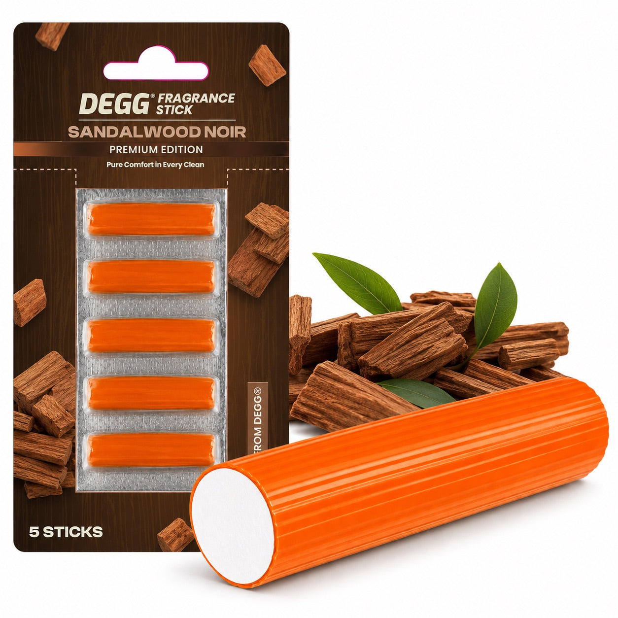 DEGG Sandalwood Noir Geurstaafjes voor Stofzuiger | DEGG Sandalwood Noir Geurstaafjes voor Stofzuiger | Warme Houtgeur tijdens het Stofzuigen | 5 Stuks | 5 Stuks