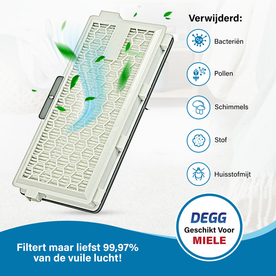 DEGG - 2X HEPA filter - Geschikt voor Miele Airclean 50 / SF-HA 50 - hoogwaardige Stofzuigeraccessoires - Vervangt Orginele Miele Filter - 2 STUKS(S)