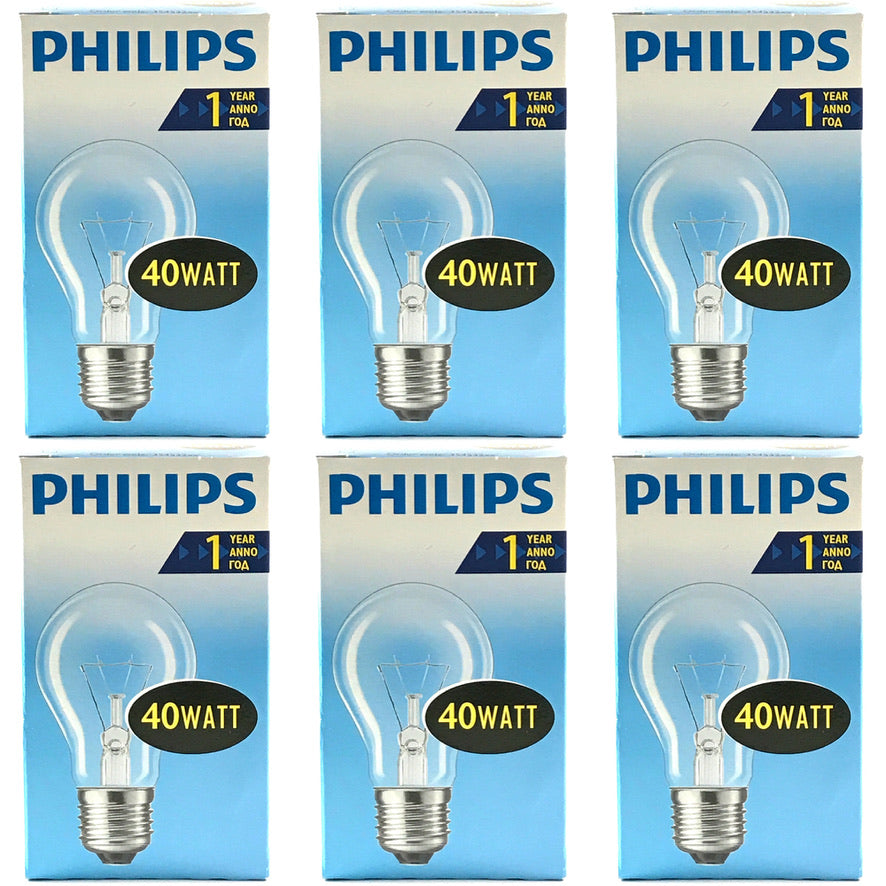 PHILIPS Gloeilamp 40Watt E27 Helder Standaardlamp (6 STUKS)