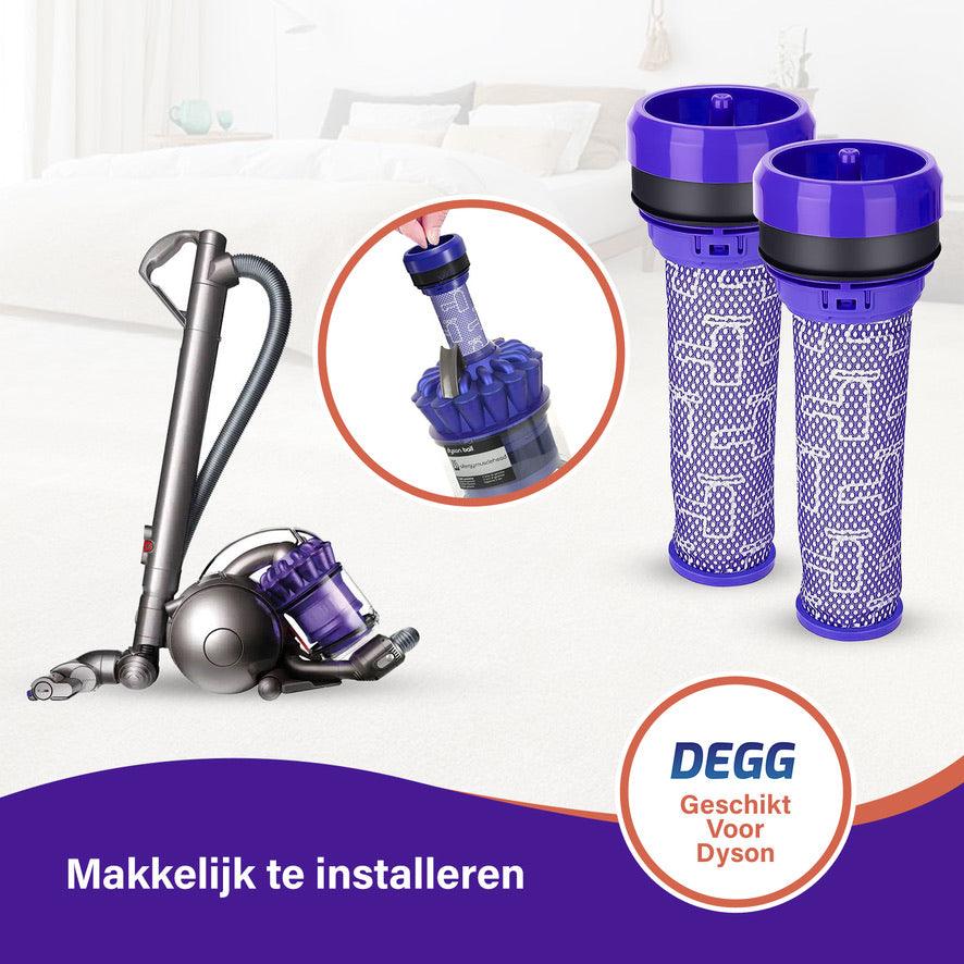 DEGG® - Pre Filter Geschikt voor Dyson DC39, DC37, DC33, DC28C en DC53 - Motorfilter - Stofzuigerfilter - Wasbaar - Premium Kwaliteit - 2 STUK(S)