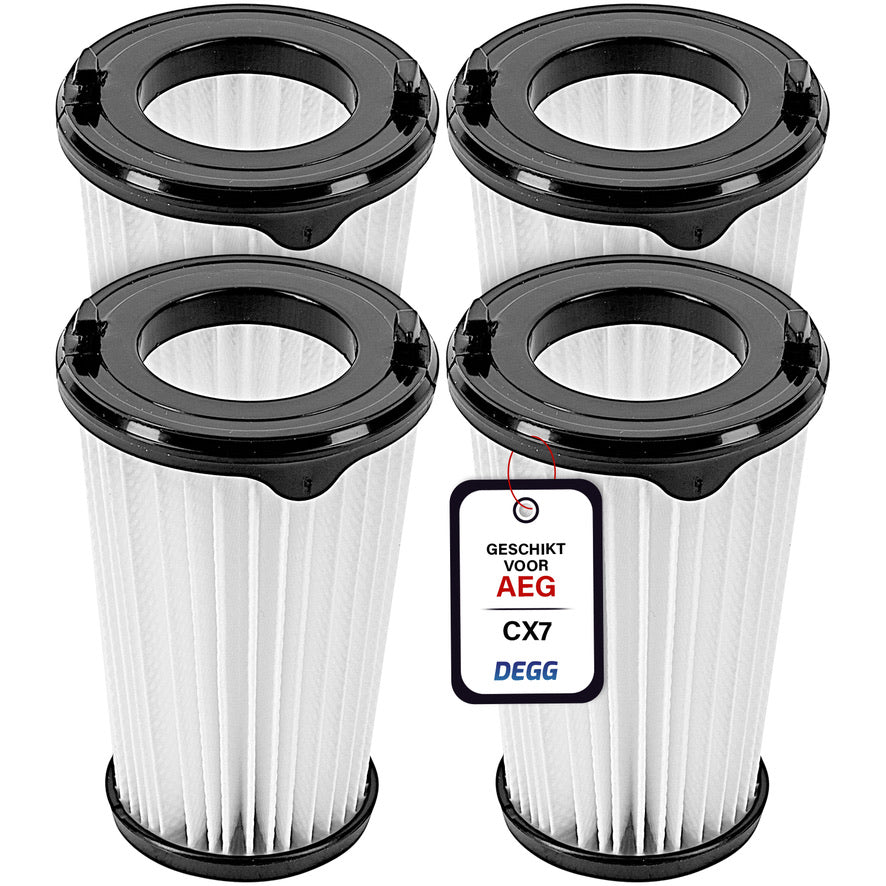 DEGG - HEPA filters geschikt voor AEG CX7, CX7-2 & QX8 - Vervangt AEF150 - Vervangingsset voor accu-stofzuigers - 4 STUK(S)