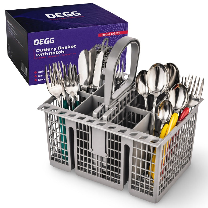 DEGG® Universele Bestekmand voor Vaatwasser – Bestekkorf met Handvat – Geschikt voor Diverse Vaatwassers – Grijs