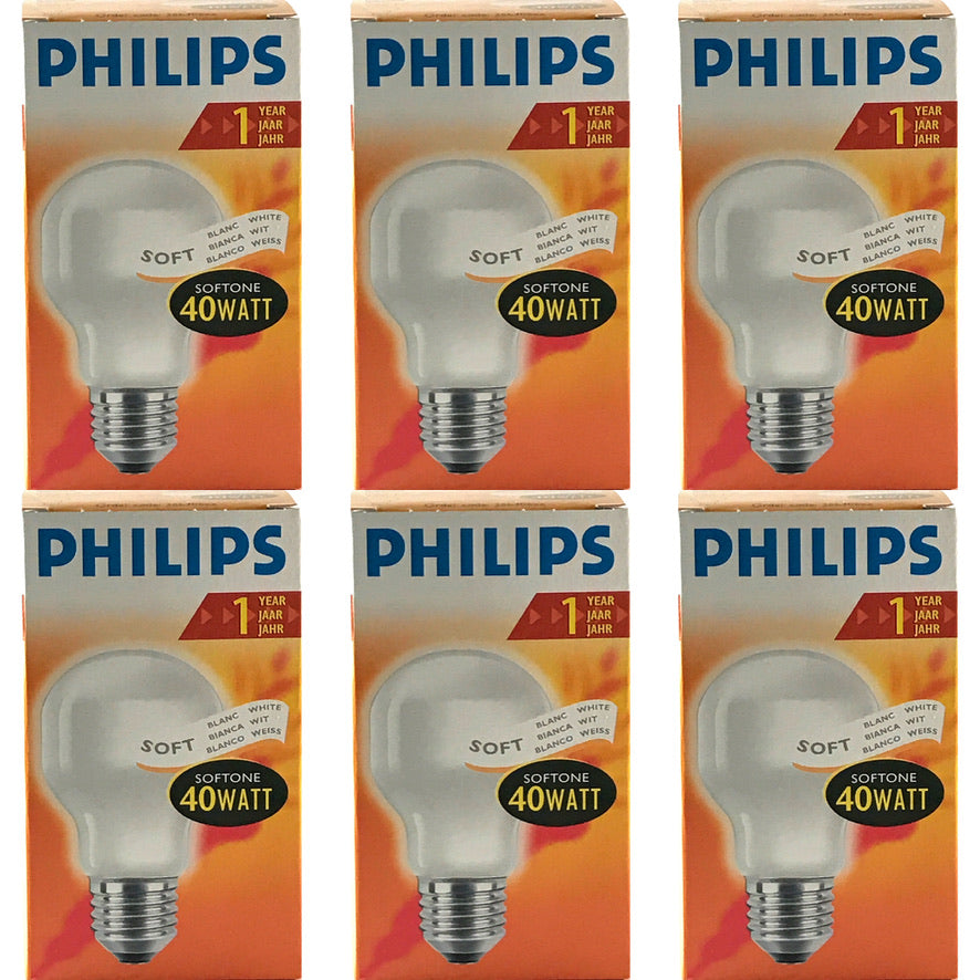 PHILIPS Gloeilamp 40W E27 Softone Standaardlamp (6 stuks)