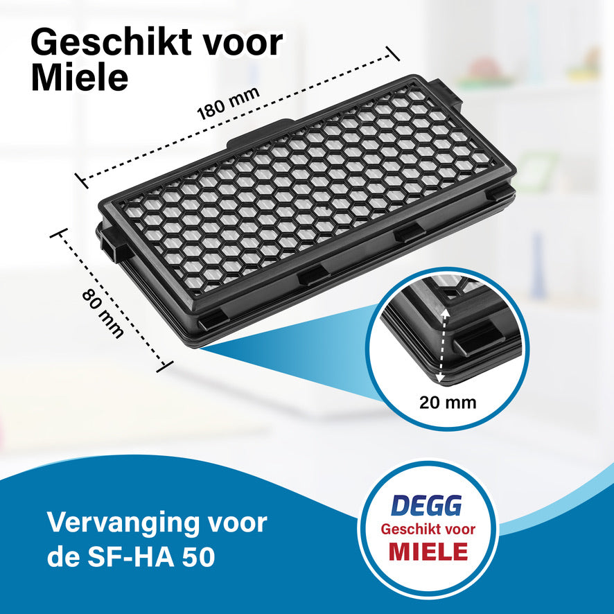 DEGG® - Onderhoudspakket - Geschikt voor Miele GN + Hepa Airclean Filter - 10x Stofzuigerzakken - 1 Hepa Airclean 50 (vervangt SF-HA 50) - Combideal