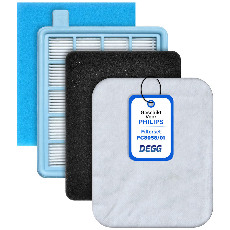 DEGG® - Filterset Geschikt Voor Philips PowerPro Compact en PowerPro Active - Vervangt Philips FC8058/01 - Replacement Kit - Allergie Filter - Stofzuigerfilter - 2x Motorfilter & 2x Uitblaasfilter