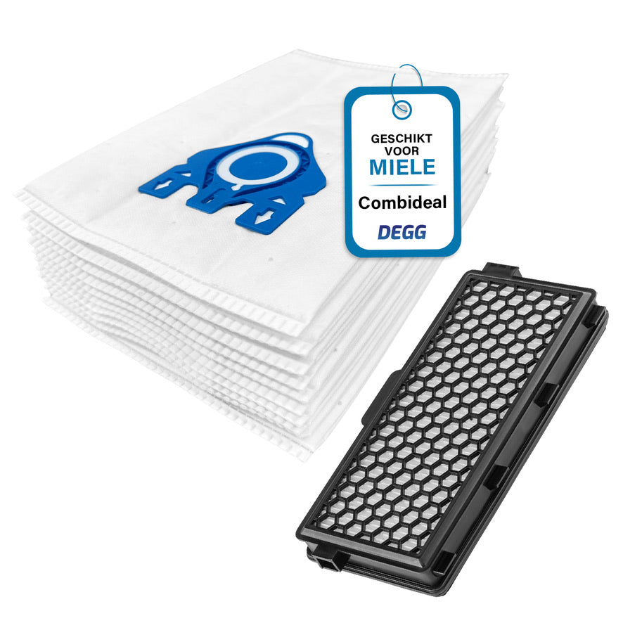 DEGG® - Onderhoudspakket - Geschikt voor Miele GN + Hepa Airclean Filter - 10x Stofzuigerzakken - 1 Hepa Airclean 50 (vervangt SF-HA 50) - Combideal