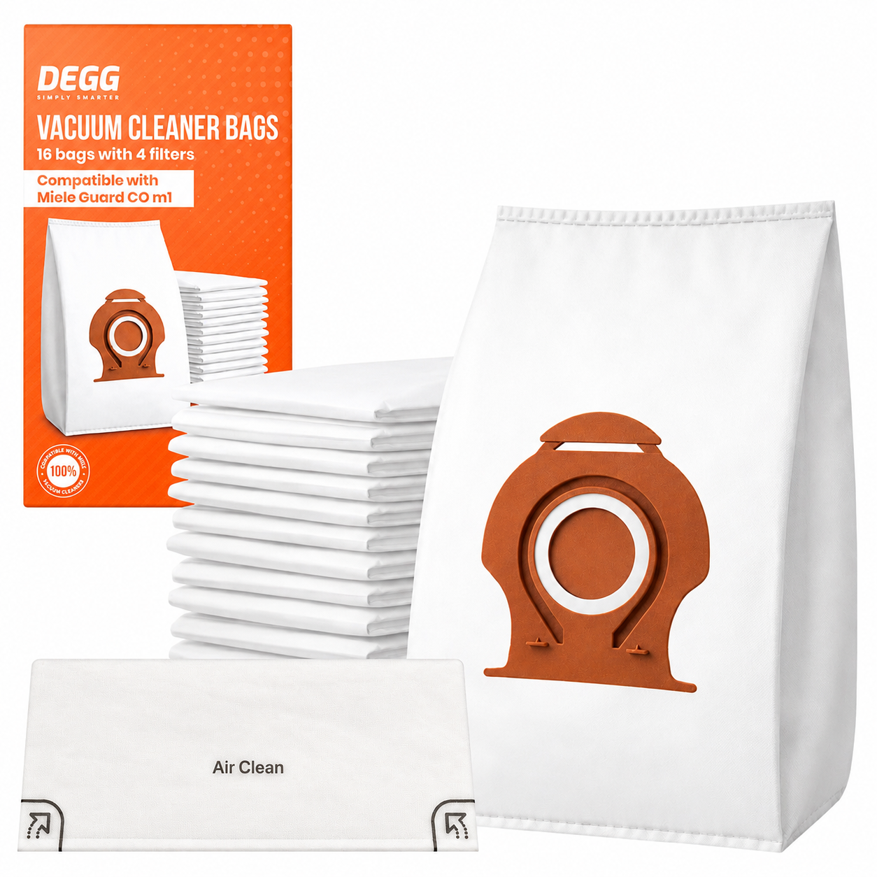 DEGG Stofzuigerzakken voor Miele Guard M1 & Guard CO | 16 Stofzuigerzakken + 4 Filters