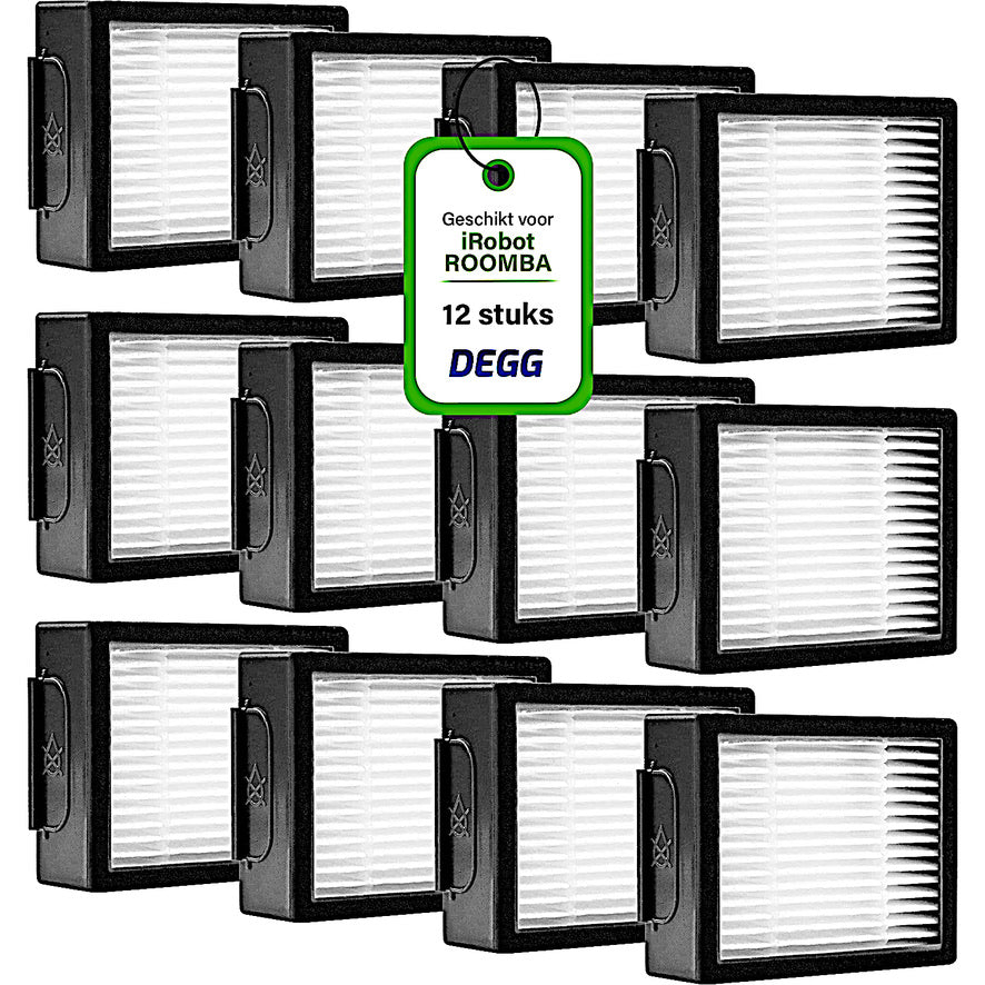 DEGG® - Filters geschikt voor iRobot Roomba i7/i7+, i8/i8+, i1, i3/i3+, i4/i4+, i5/i5+, i6/i6+, e5, e6, e7 - Hepa filters - geschikt voor iRobot onderdelen - DUBBEL JAARPAKKET - 12 STUK(S)