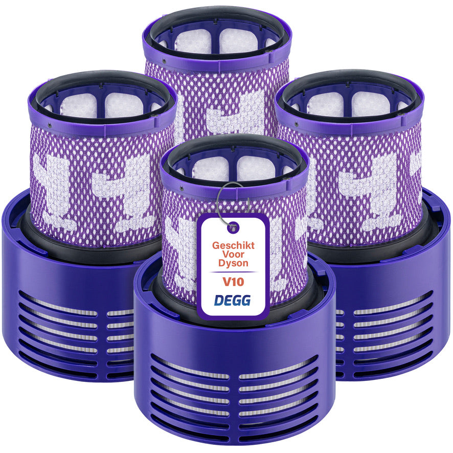 DEGG - Hepa Filter Geschikt voor Dyson V10 - Wasbaar - Vervangt Dyson V10 Filter - Onderdelen - Duurzaam - Premium Kwaliteit - 4 STUK(S)