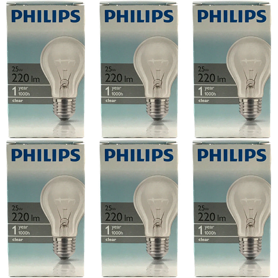 PHILIPS Gloeilamp 25Watt E27 Helder Standaardlamp (6 STUKS)