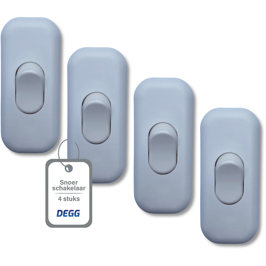 DEGG - Snoerschakelaar - Wit - 450Watt - 230V - Energie besparing - Premium kwaliteit - lampen schakelaartjes - 4 STUK(S)
