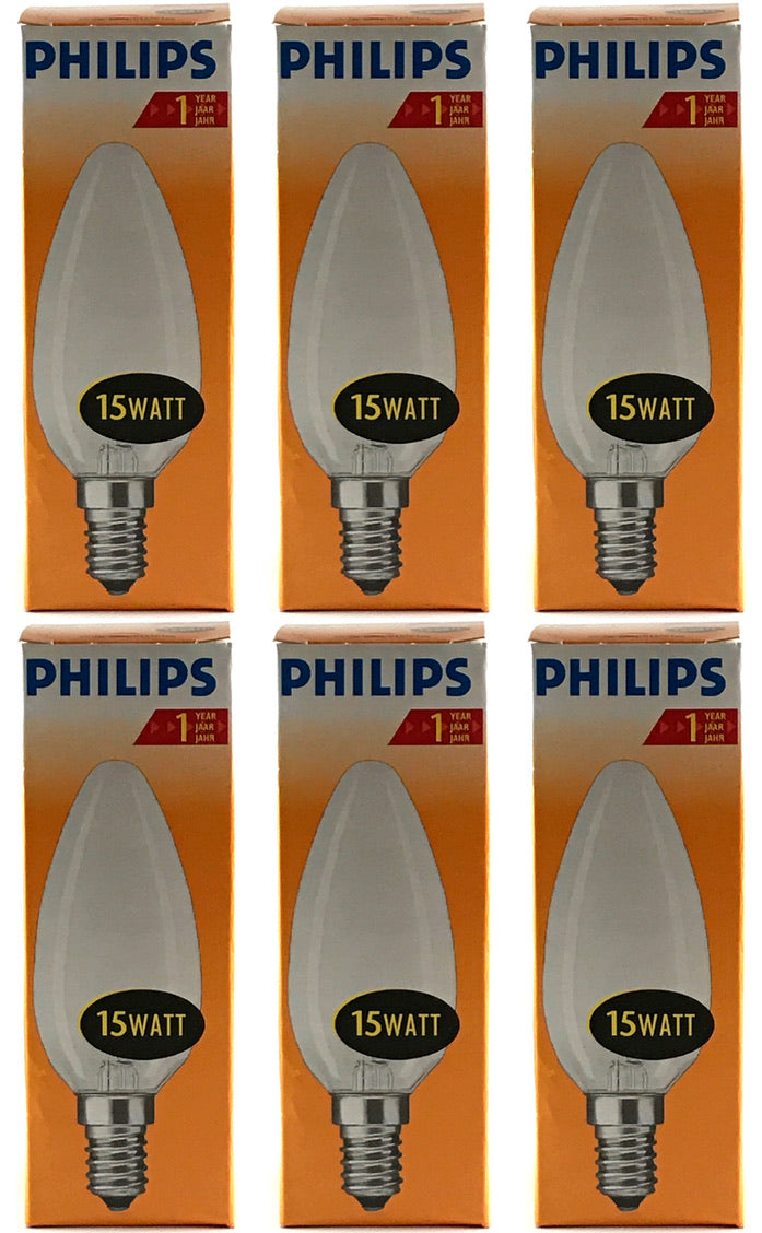 PHILIPS Gloeilamp 15W E14 Kaars Mat (6 stuks)