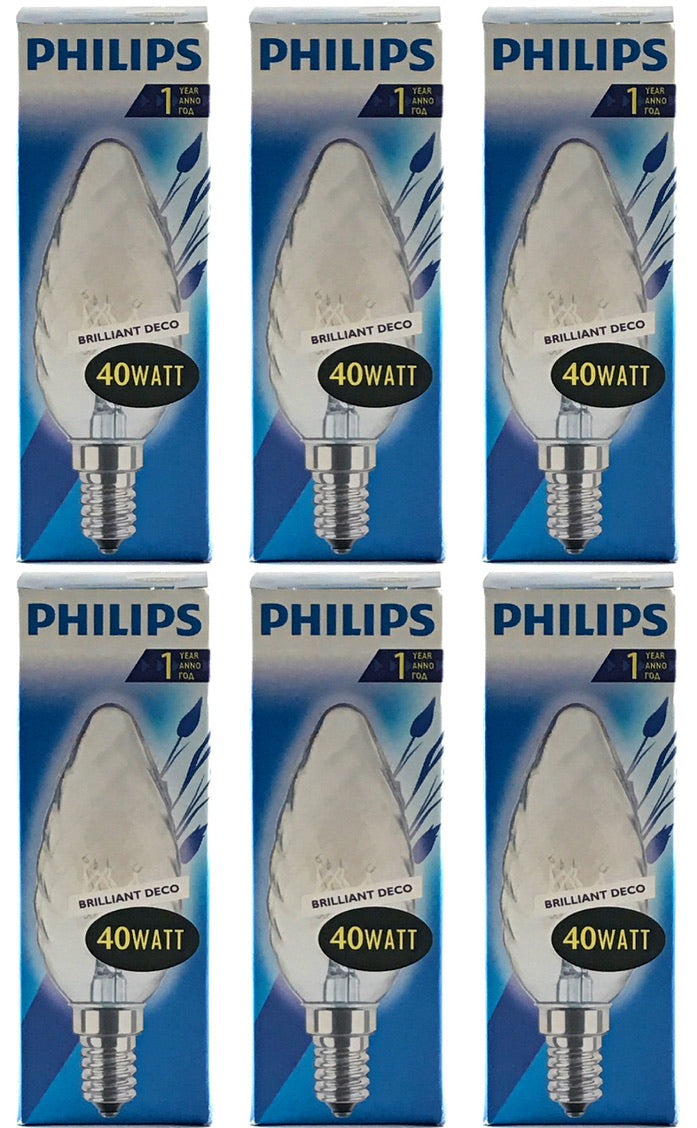 PHILIPS Gloeilamp 40W E14 Kaars Helder Gedraaid (6 stuks)