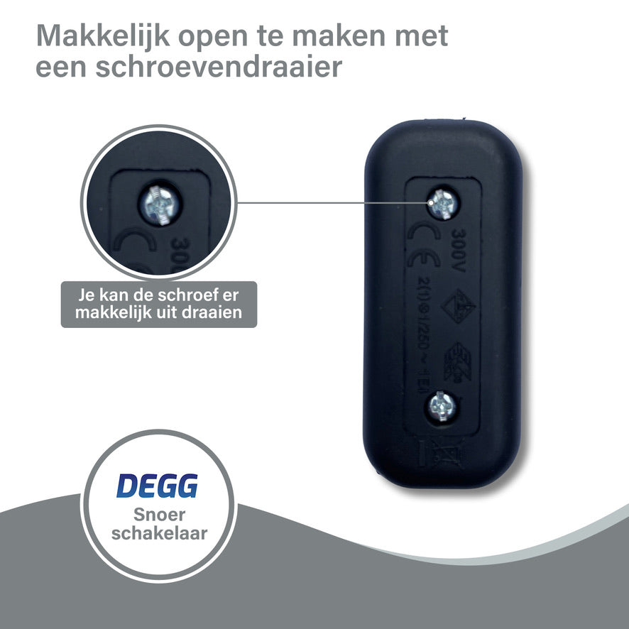 DEGG - Snoerschakelaar - Zwart - 450Watt - 250V - Energie besparing - Premium kwaliteit - lampen schakelaartjes - 4 STUK(S)