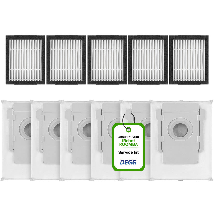 DEGG® - Servicekit - Stofzuigerzakken & Hepa filters geschikt voor iRobot Roomba i8 i8+ i7 i7+ i6 i6+ i5 i5+ i4 i4+ i3 i3+ - 6x zakken 5x hepa filter - geschikt voor iRobot Roomba onderdelen - onderhoudspakket