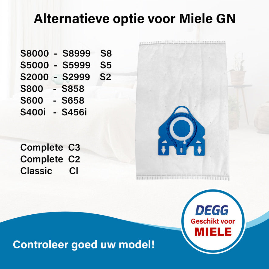 DEGG® - Stofzuigerzakken GN - Geschikt voor Miele GN - Premium Quality - Geschikt voor Miele Complete C2 & C3 , Classic C1 - Kwaliteit gelijk aan Origineel - 10 STUK(S)