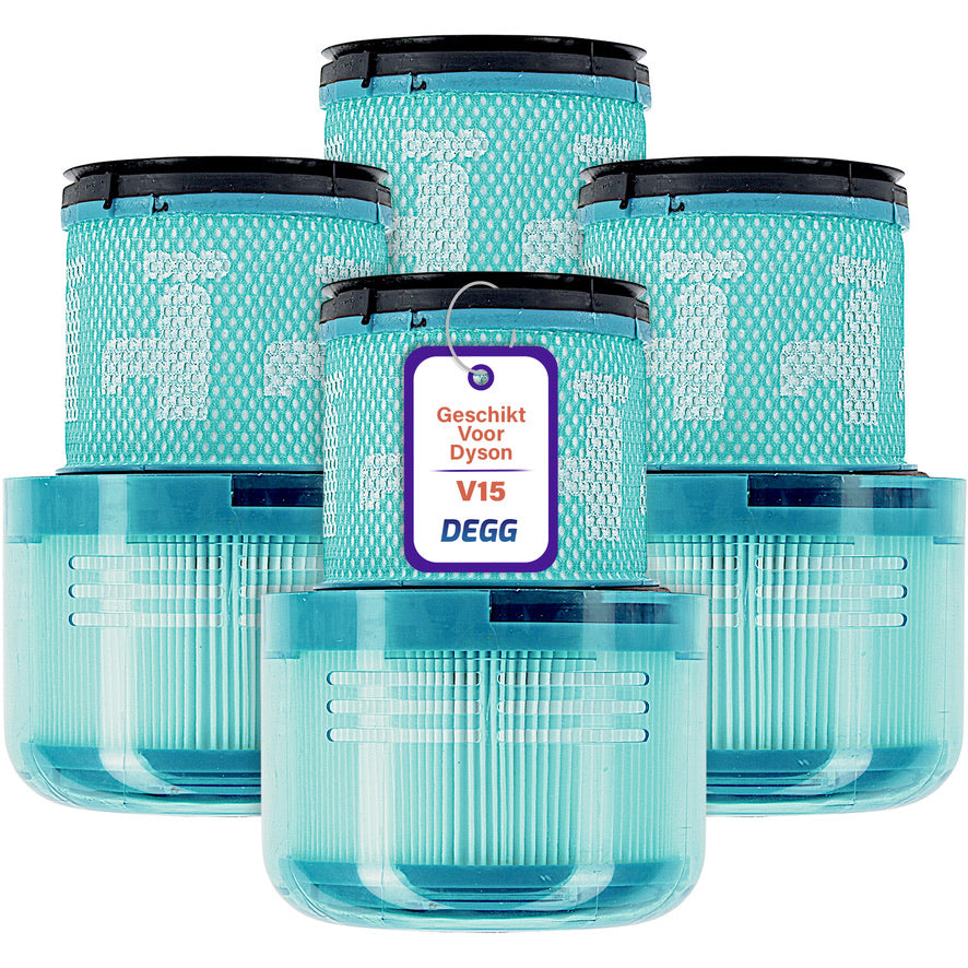DEGG® HEPA Filter voor Dyson V15 Detect – 4 Stuks – Wasbaar Vervangingsfilter – Compatibel met Dyson V15 – Premium Kwaliteit