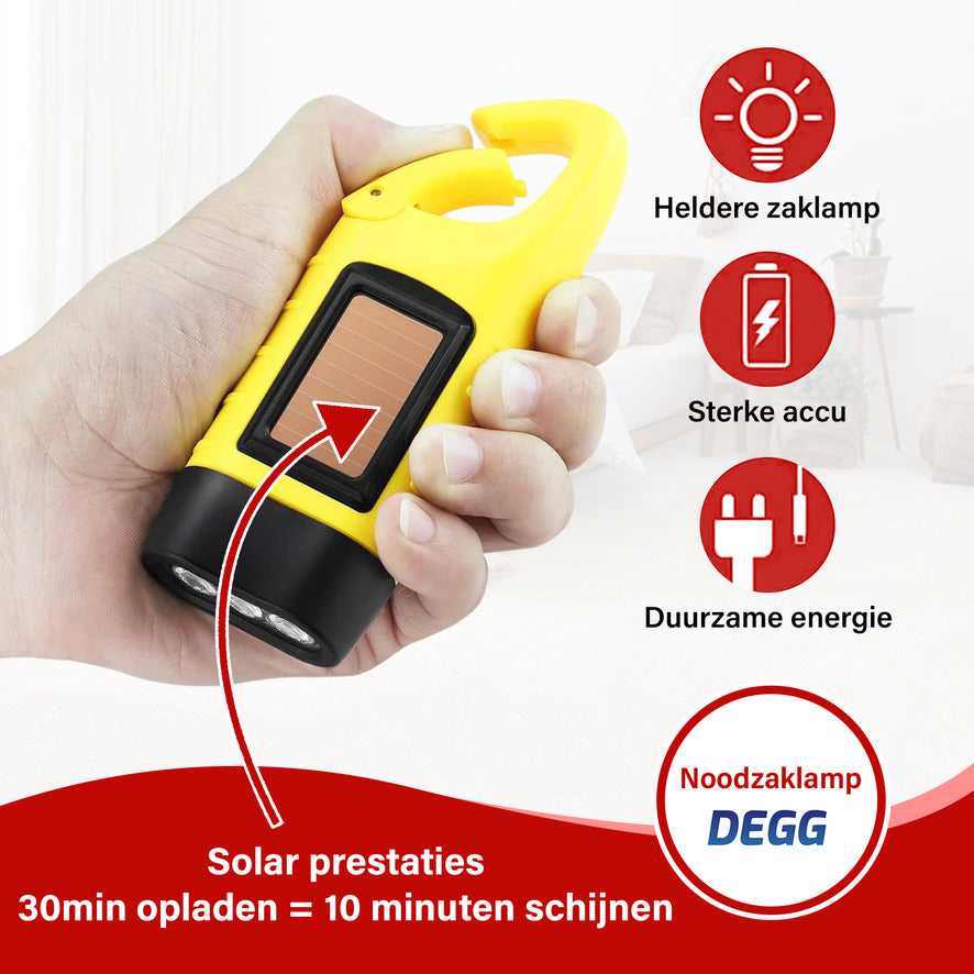 DEGG® Noodpakket Stroomuitval – Opwindbare Noodradio met Powerbank + 2x Opwindbare LED Zaklamp – Dynamo & Solar – Blackout / Prepper / Survival Kit