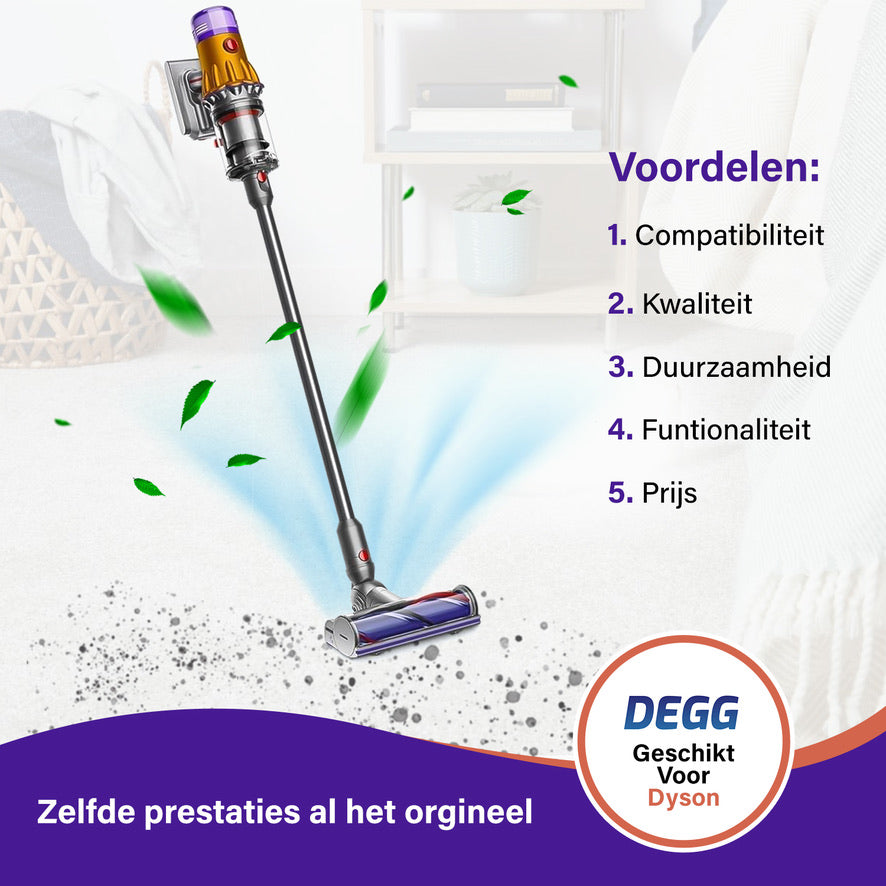 DEGG® Zuigbuis voor Dyson V12 – Donkergrijze Steel / Stang – Compatibel met Dyson V12 Detect Slim – Topkwaliteit Vervangingsonderdeel