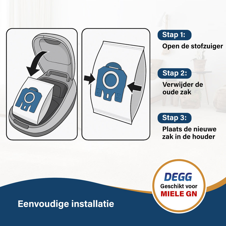 DEGG® - Stofzuigerzakken Geschikt voor MIELE GN - 16 Zakken + 8 Filter (motor & uitblaas) - Geschikt voor MIELE Complete C3, C2, Classic C1, S8, S5, S2 - XXL-PACK