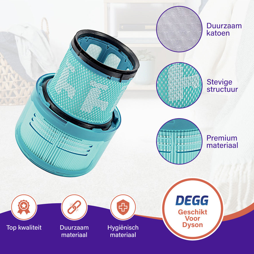 DEGG® HEPA Filter voor Dyson V15 Detect – 4 Stuks – Wasbaar Vervangingsfilter – Compatibel met Dyson V15 – Premium Kwaliteit
